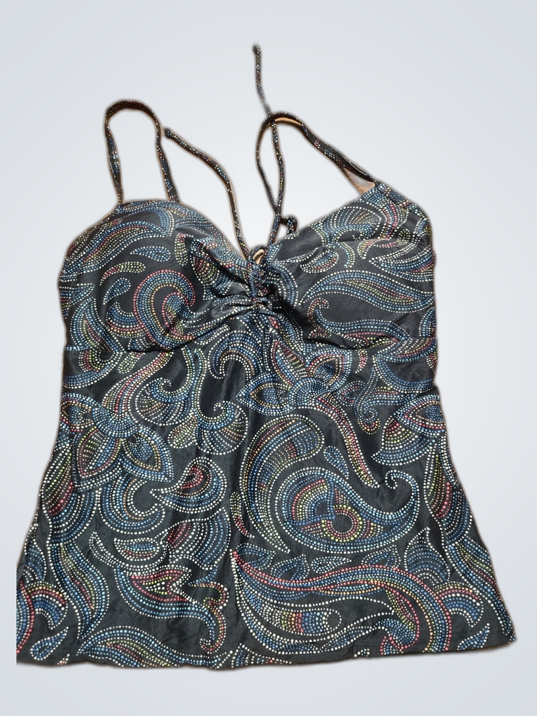 Top senza maniche nero paisley da donna