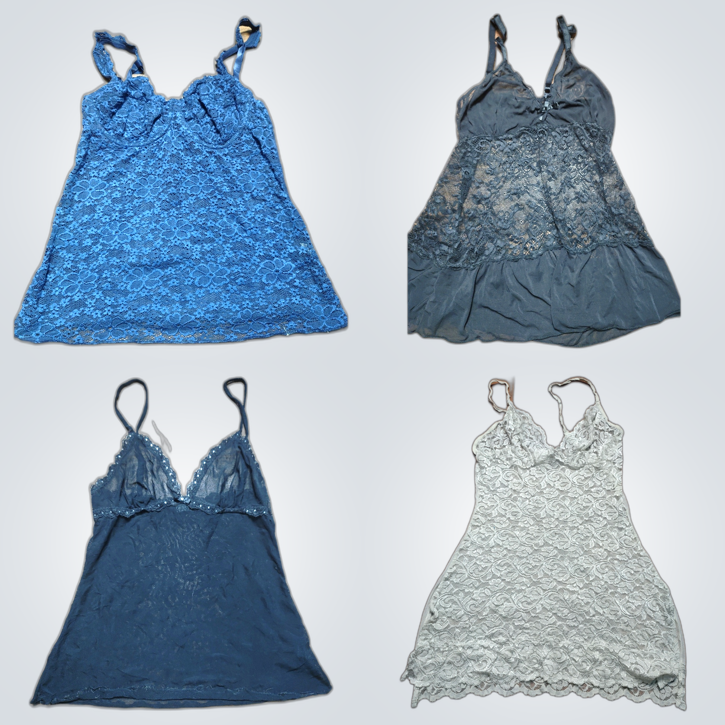 Ensemble de 11 pièces : camisole en dentelle et ro..