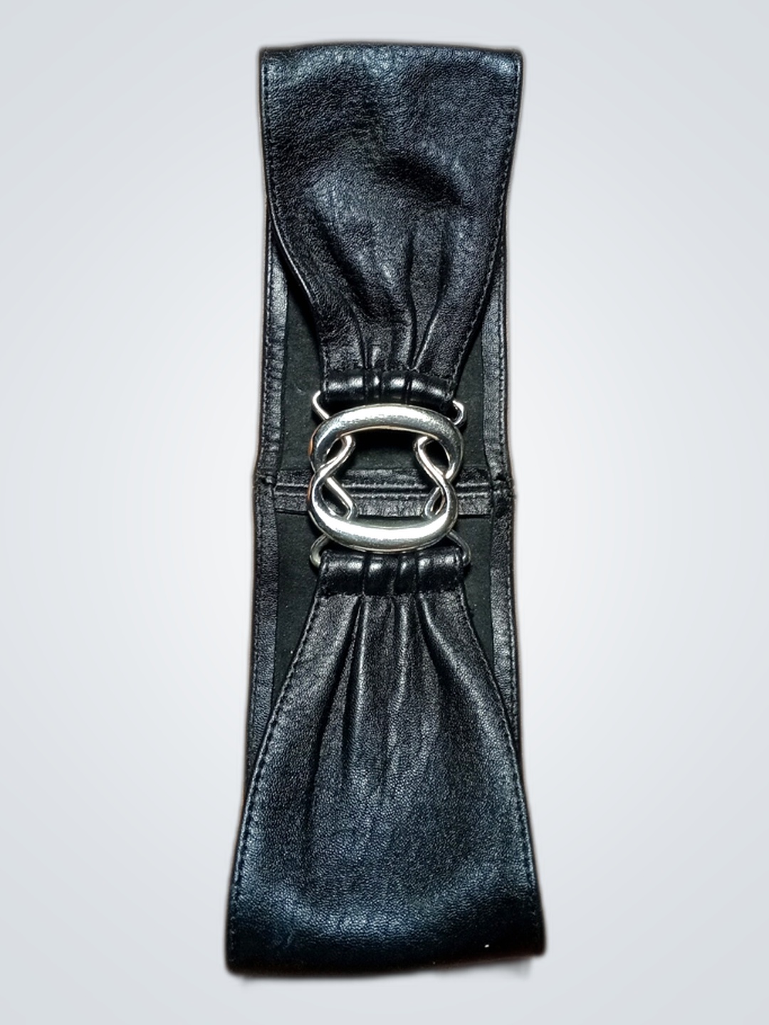 Schwarze Leder-Clutch-Tasche