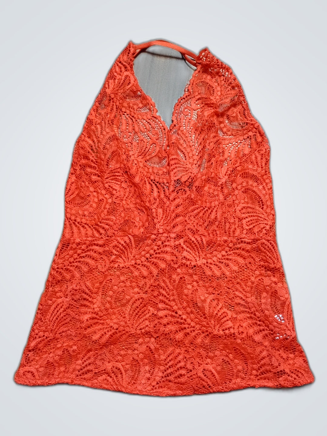 Orange Lace Halter Top
