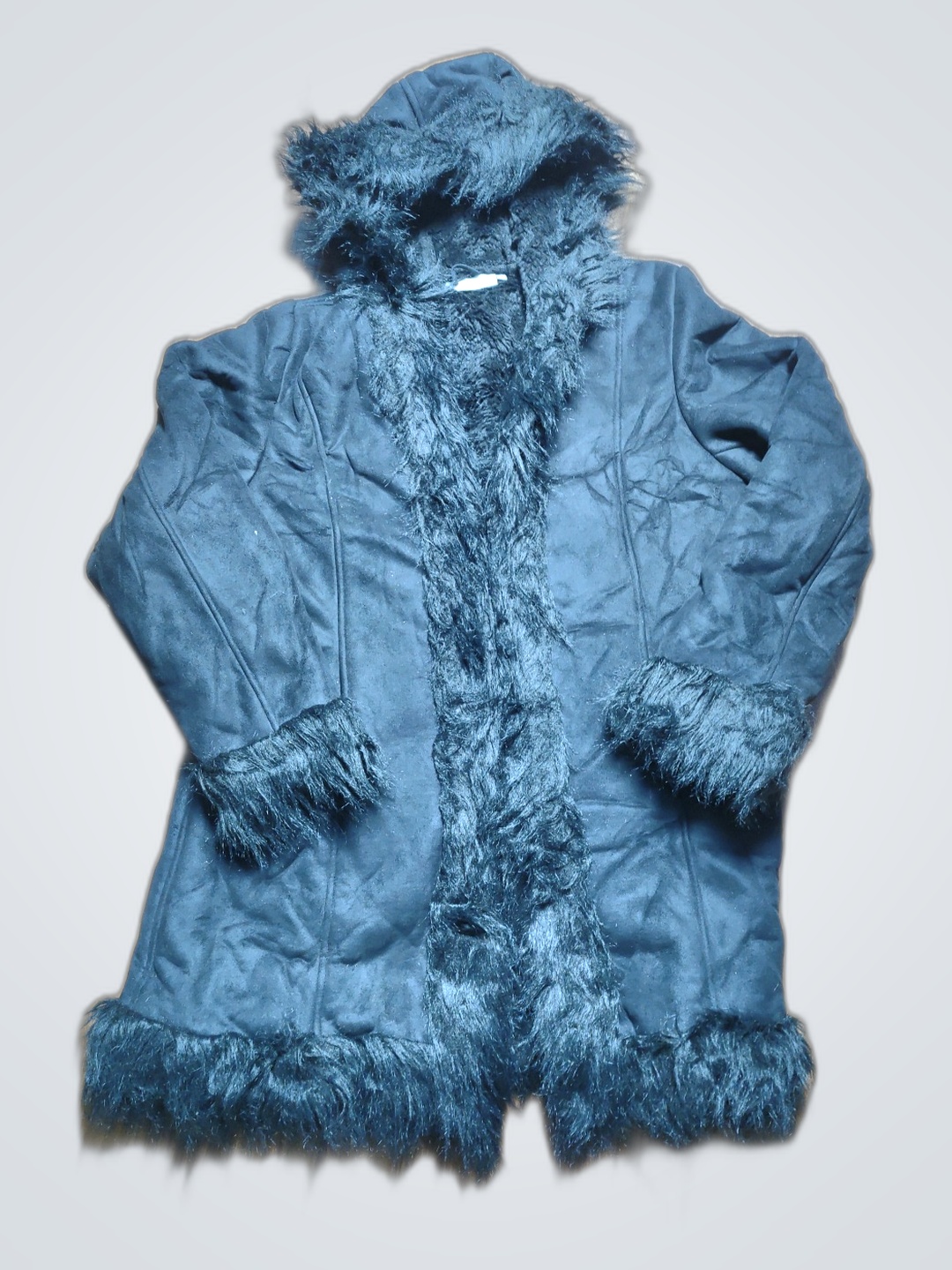 Black Fur-Lined Hooded Coat