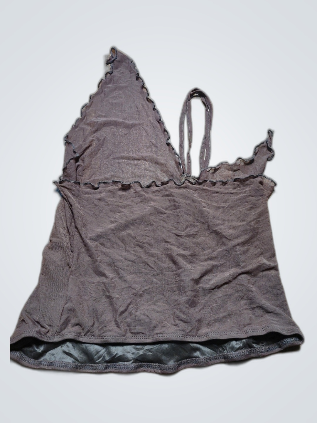 Top Camisola Marrom Canelado Sem Marca