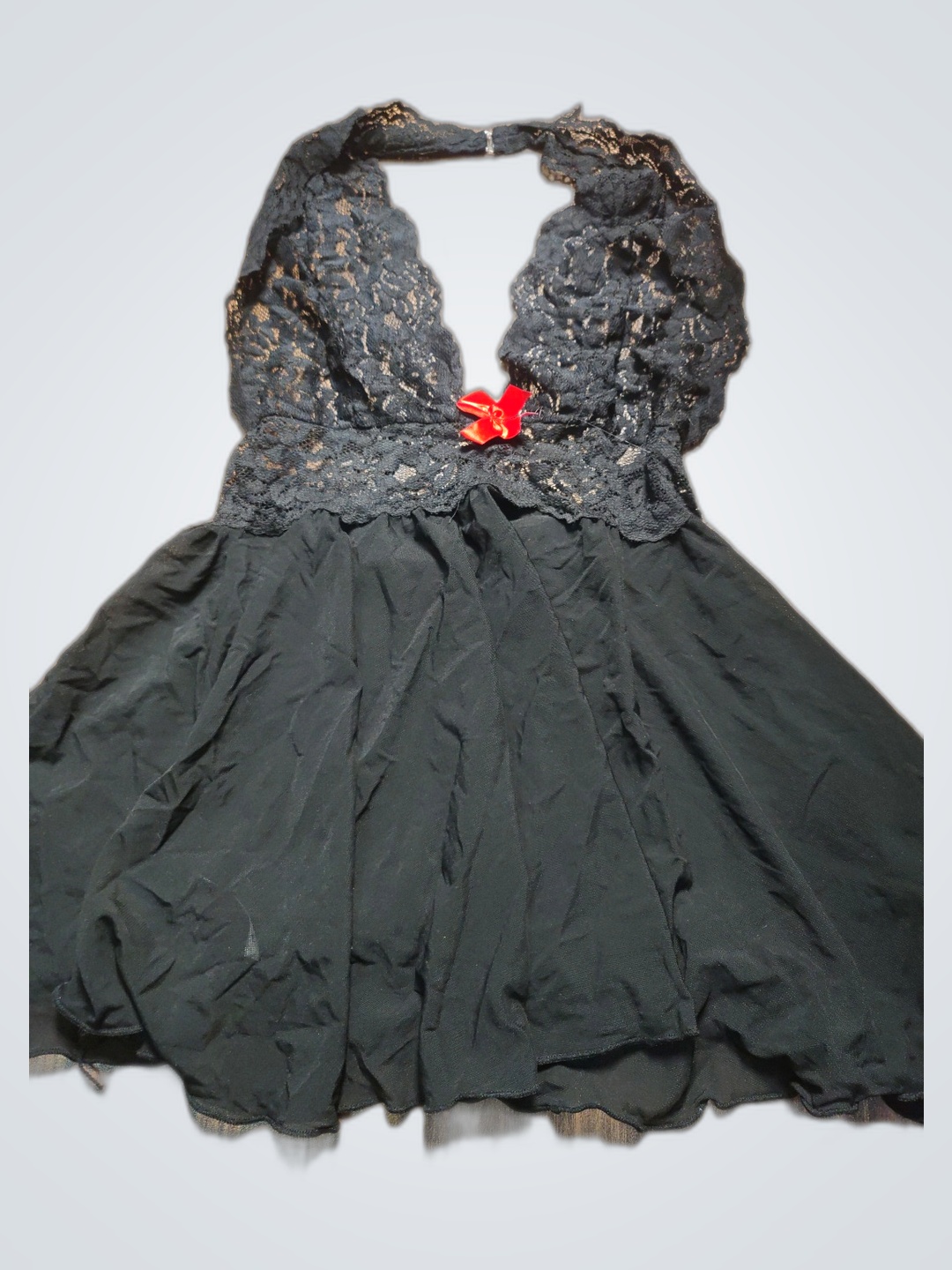 ブラックレースハルターミニドレス