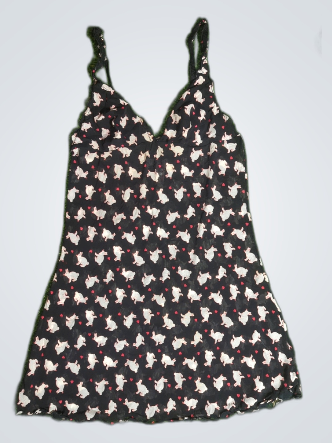 Ann Summers Schwarzes Bunny-Print Spitzen-Überklei..