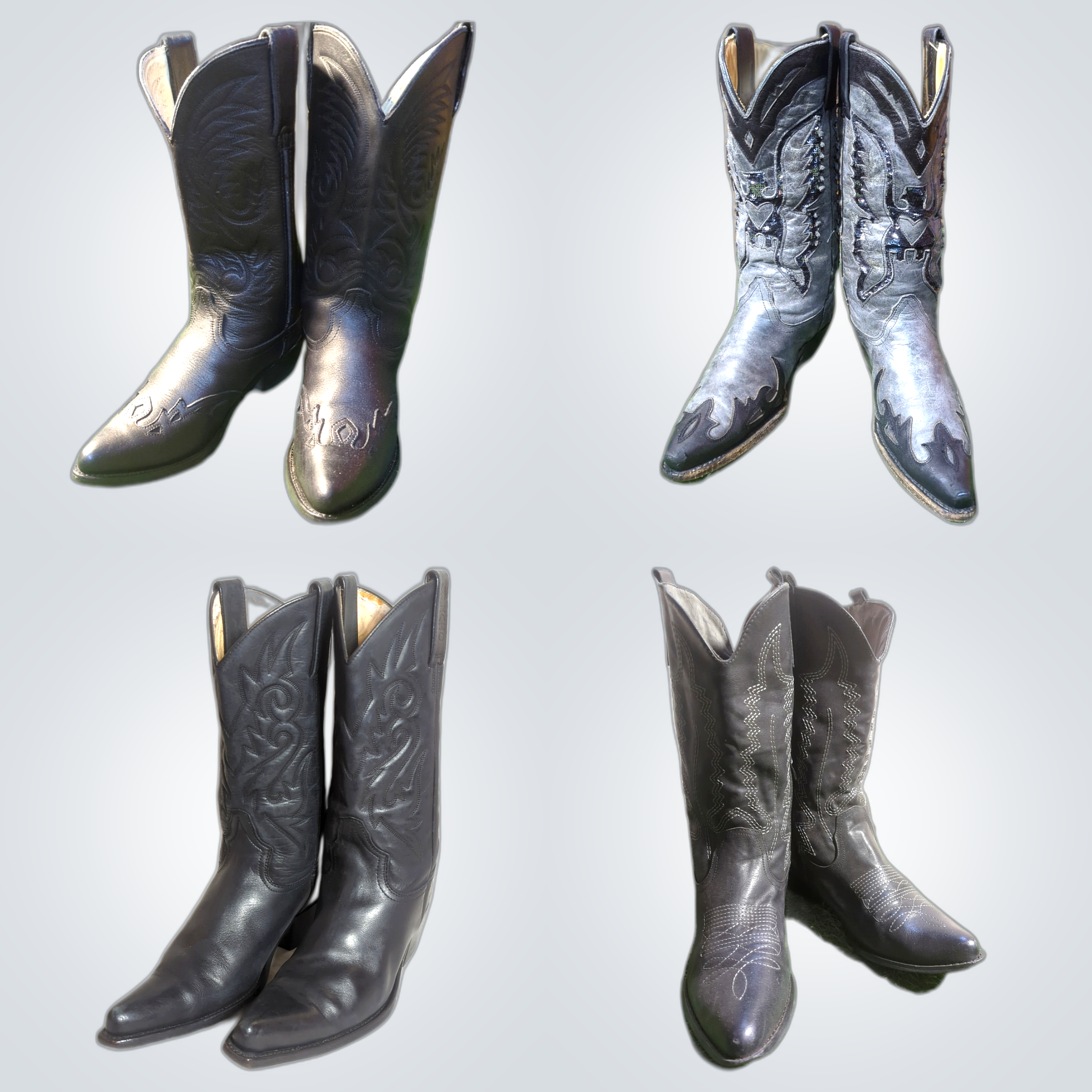 Schwarze Ledercowboystiefel-Bundle