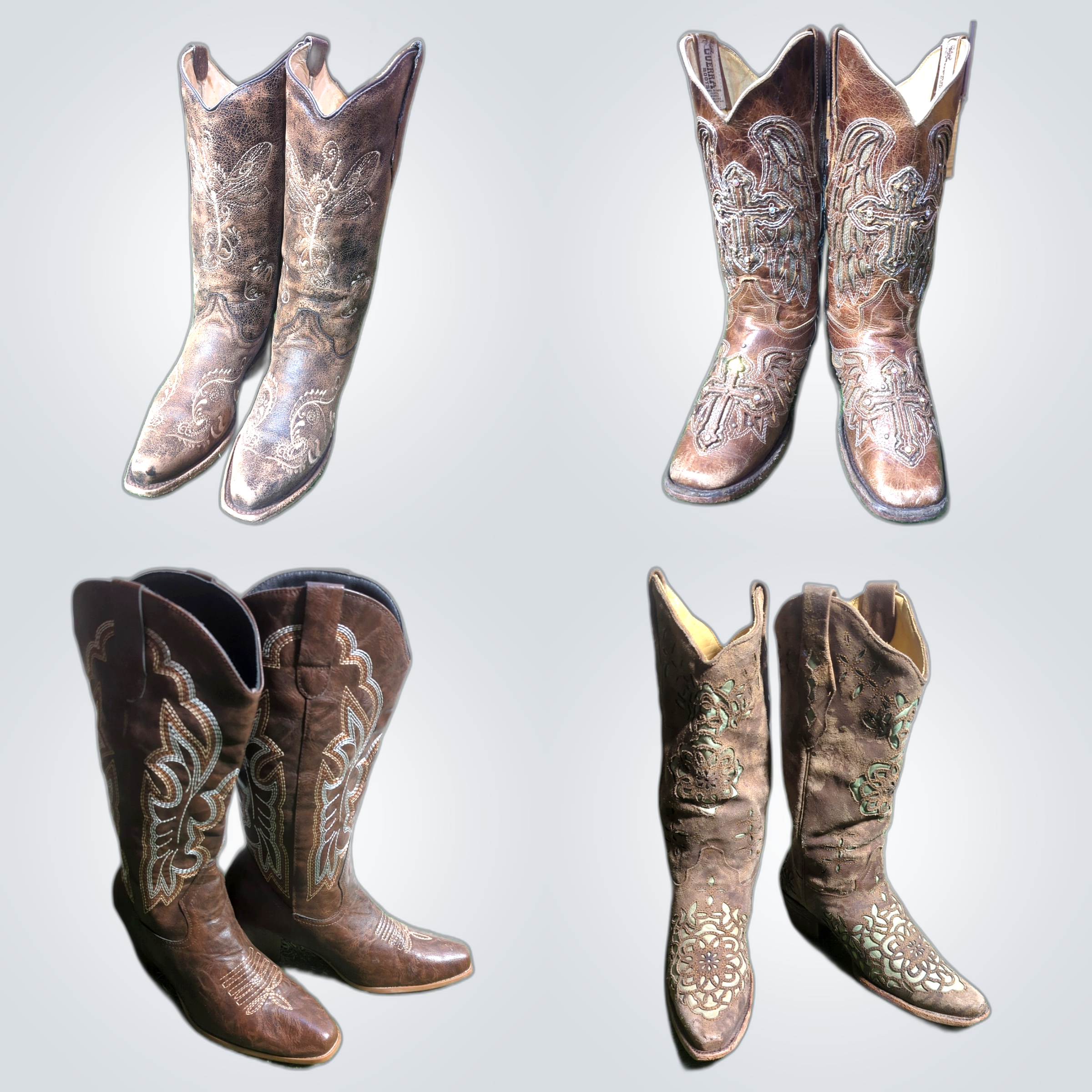 Bottes de cowboy vintage de qualité Premium