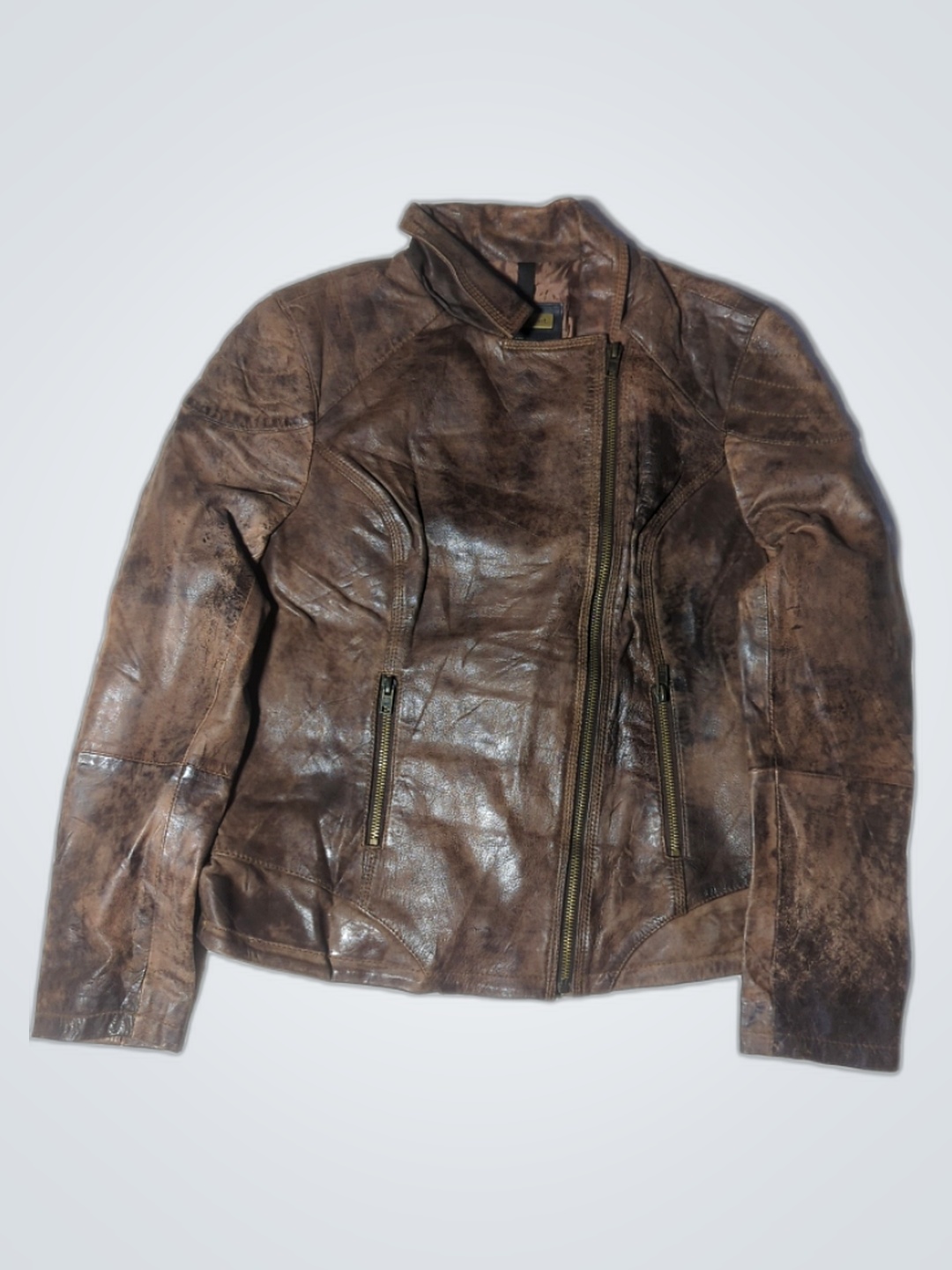Veste en cuir marron
