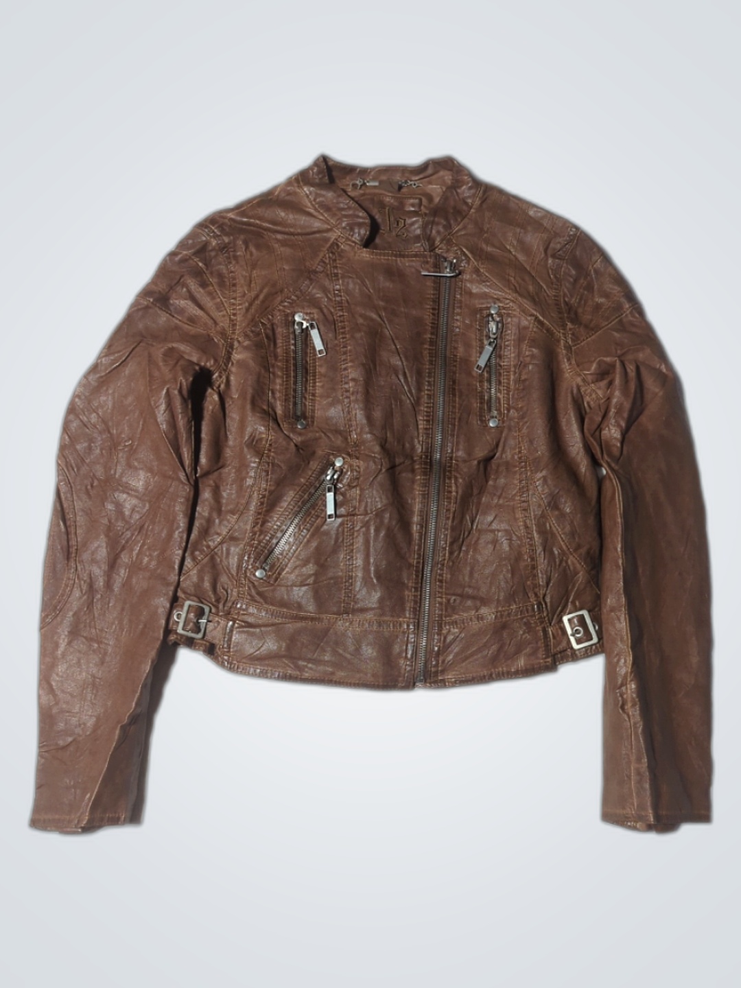 Veste en cuir marron