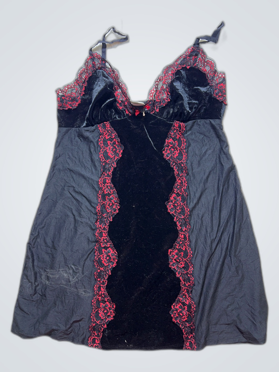 Black Chemise with Red Lace