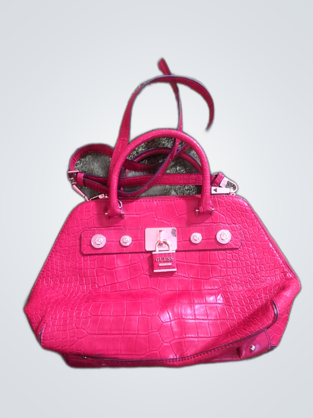 GUESS Pink Krokodil Handtasche