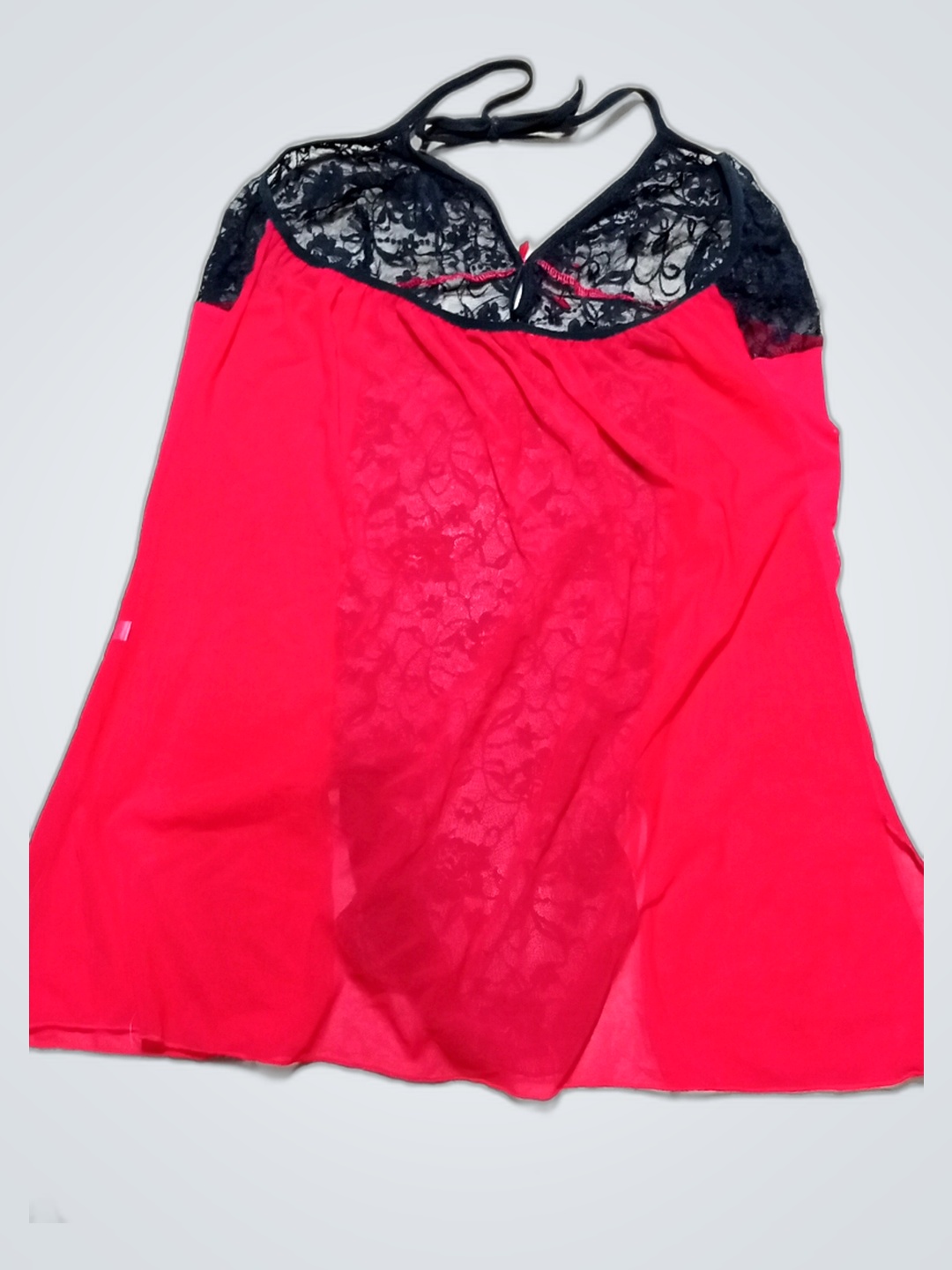Lace-Trimmed Red Chemise