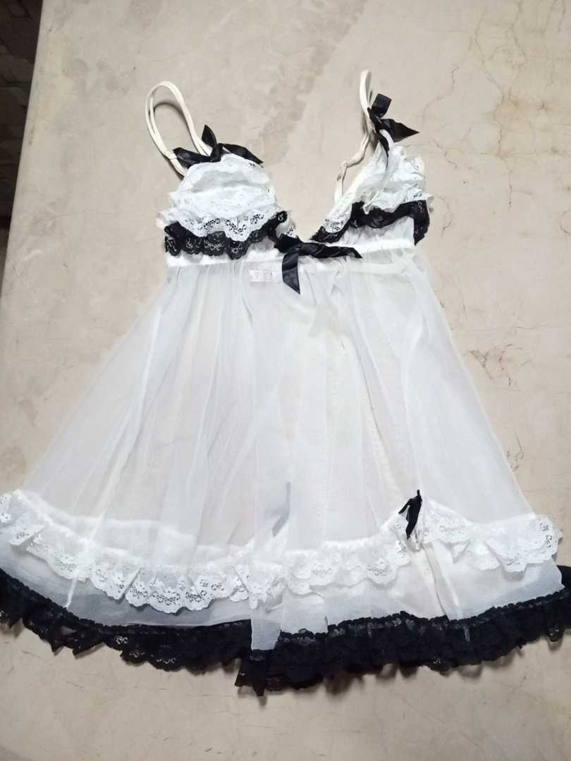 Senza White Lace Trim Chemise