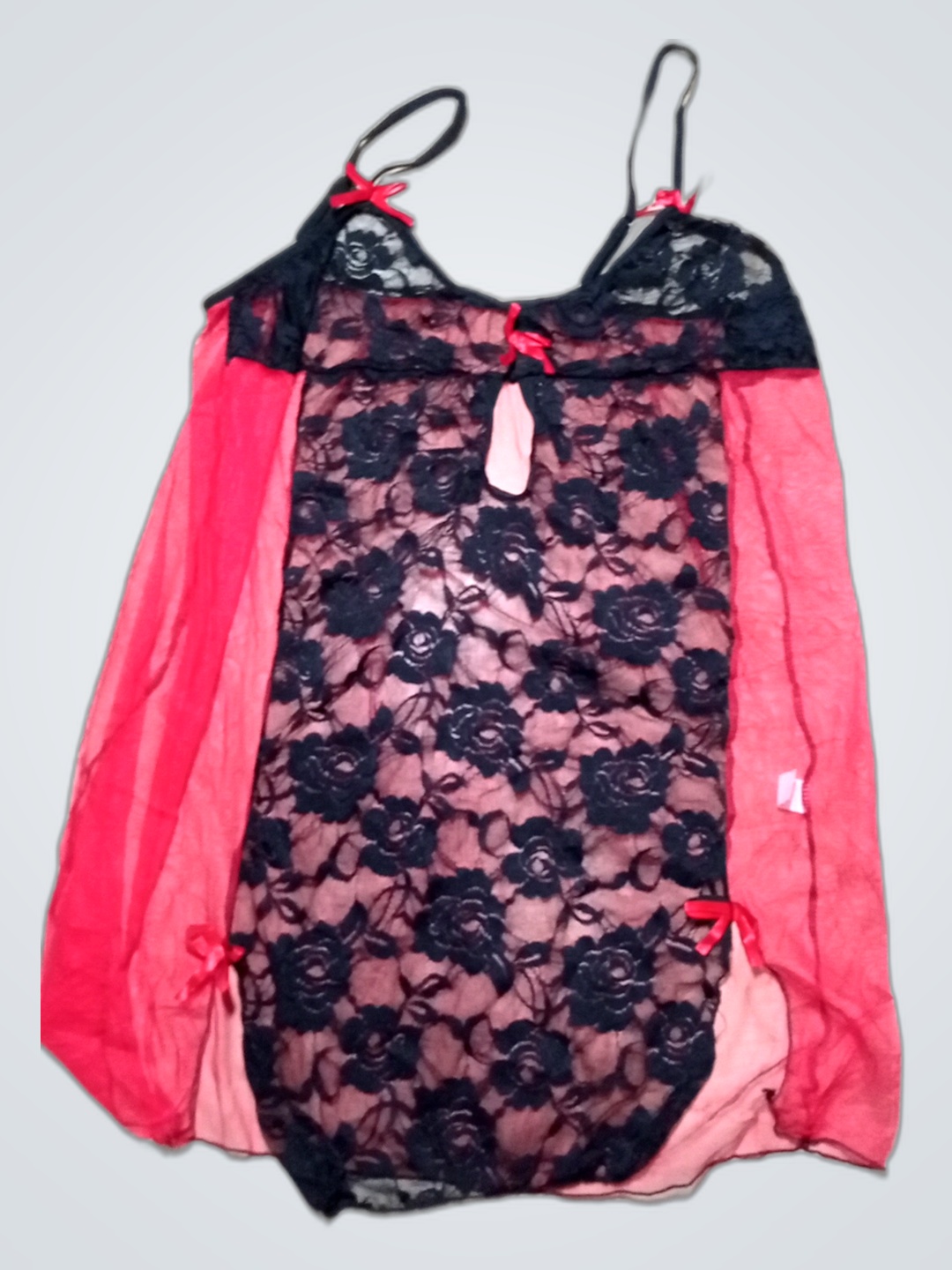 Red and Black Sheer Lingerie Dress