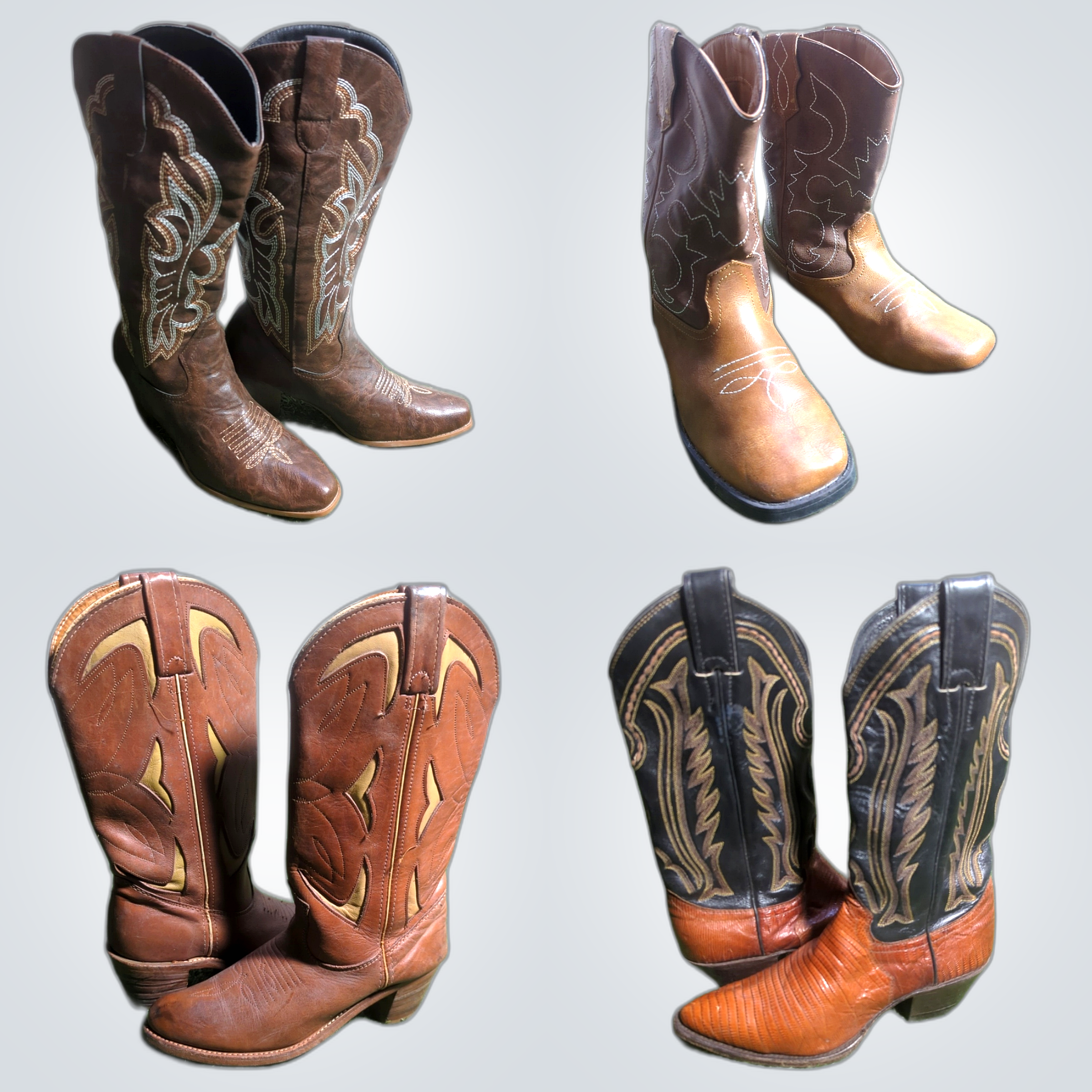 Ensemble mixte bottes de cowboy vintage
