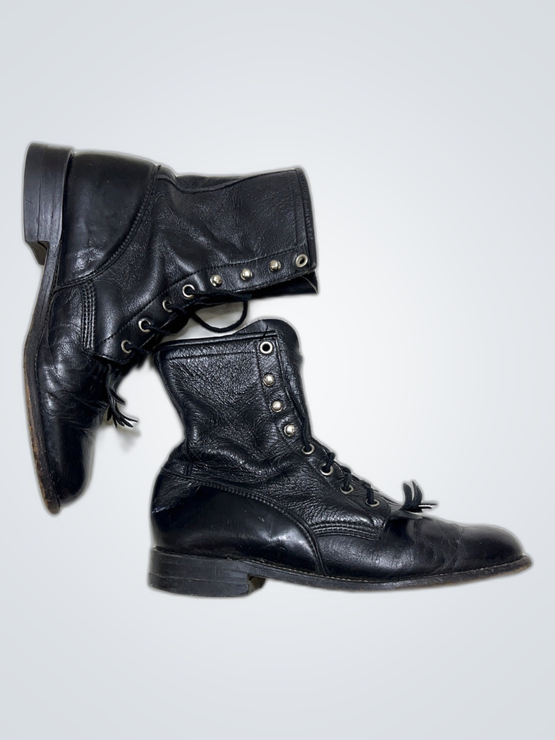 Botas de cordones de cuero negro Justina