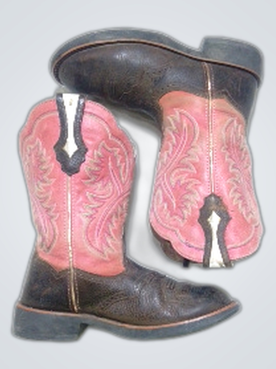 Bottes de cowboy en cuir rose bébé épais