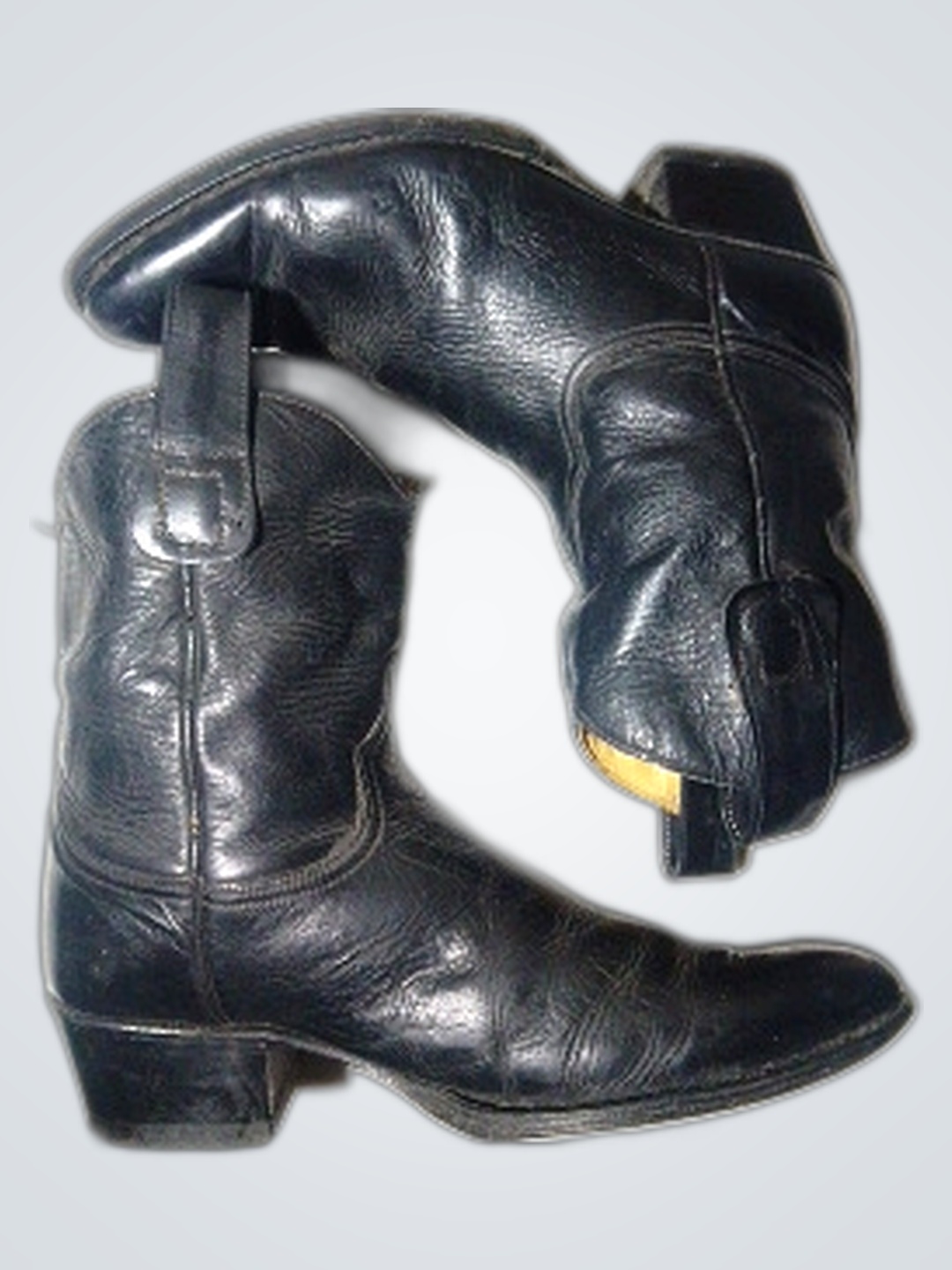 ブラックレザーカウボーブーツ