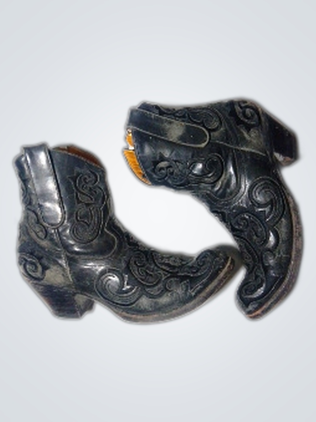 ブラックレザーカウボーイブーツ