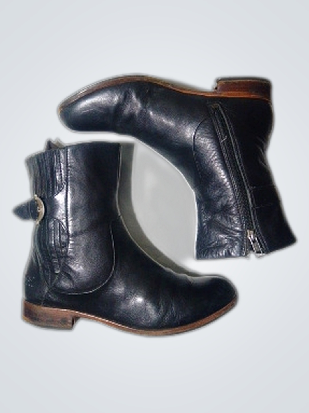 「UGG ブラックレザー アンクルブーツ」