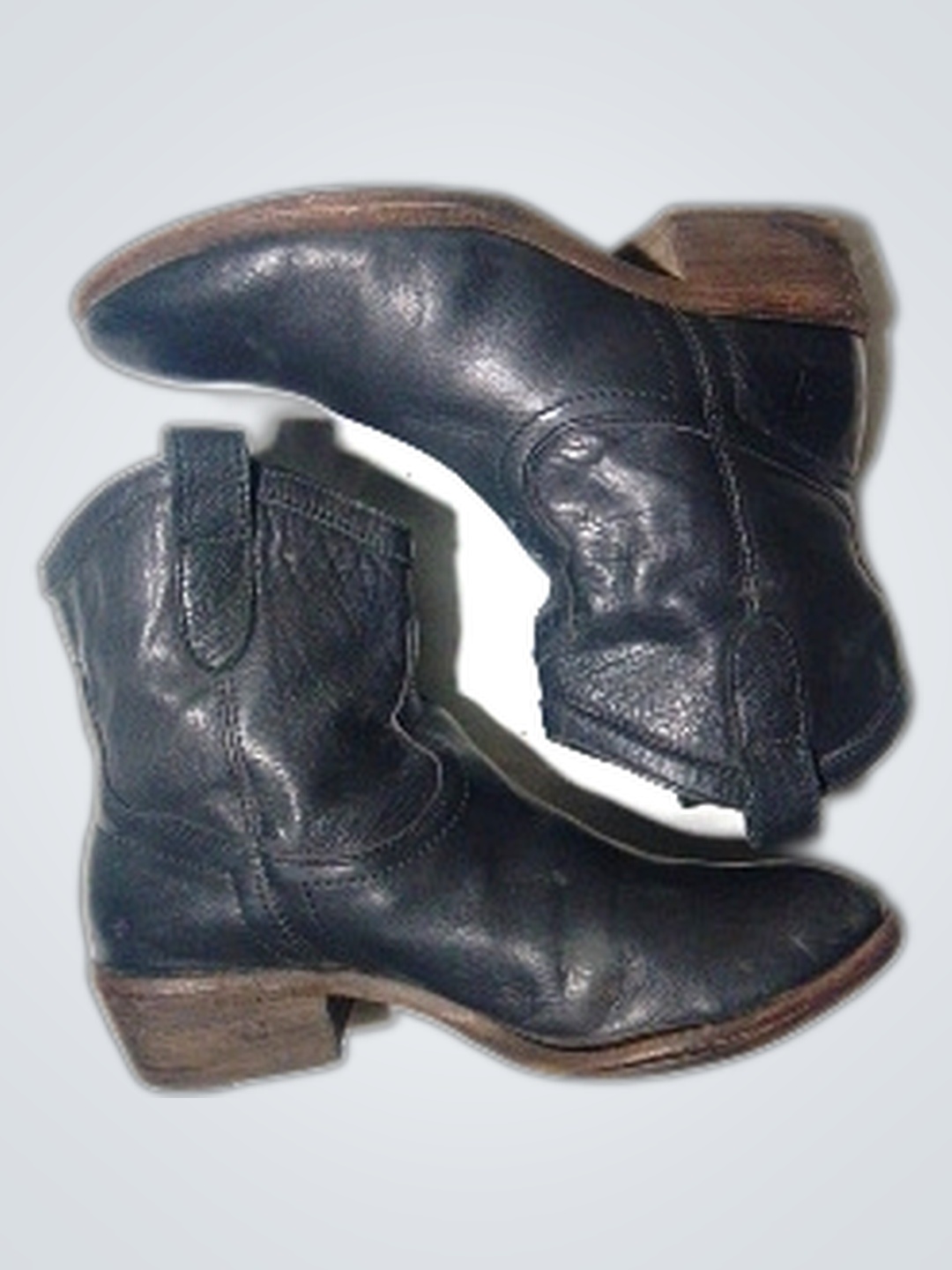 ブラックレザーカウボーブーツ