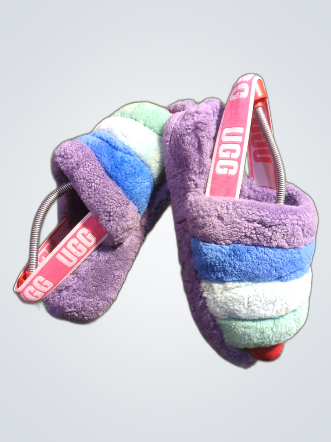 UGG マルチカラー フラッフィ スライドスリッパ