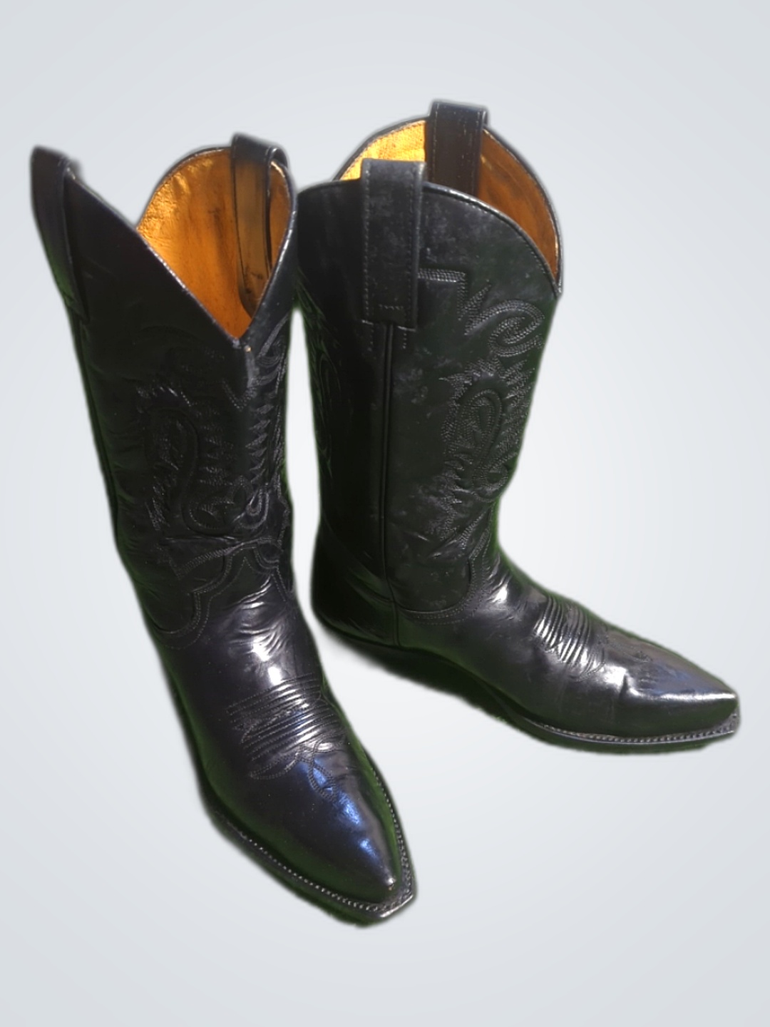 Larder by Sara Black Leather Cowboy Boots