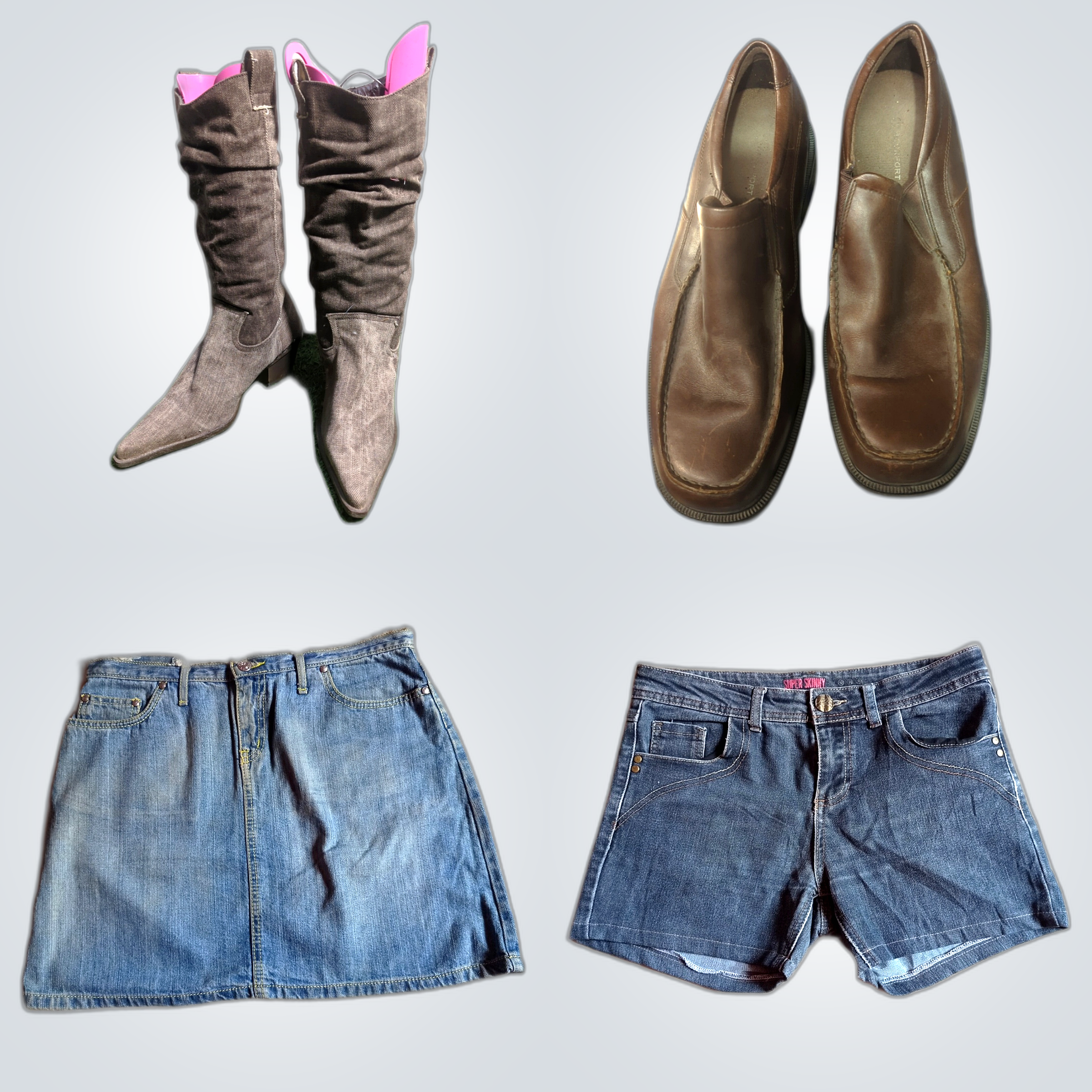 Denim mini skirt or tall boots 🥾