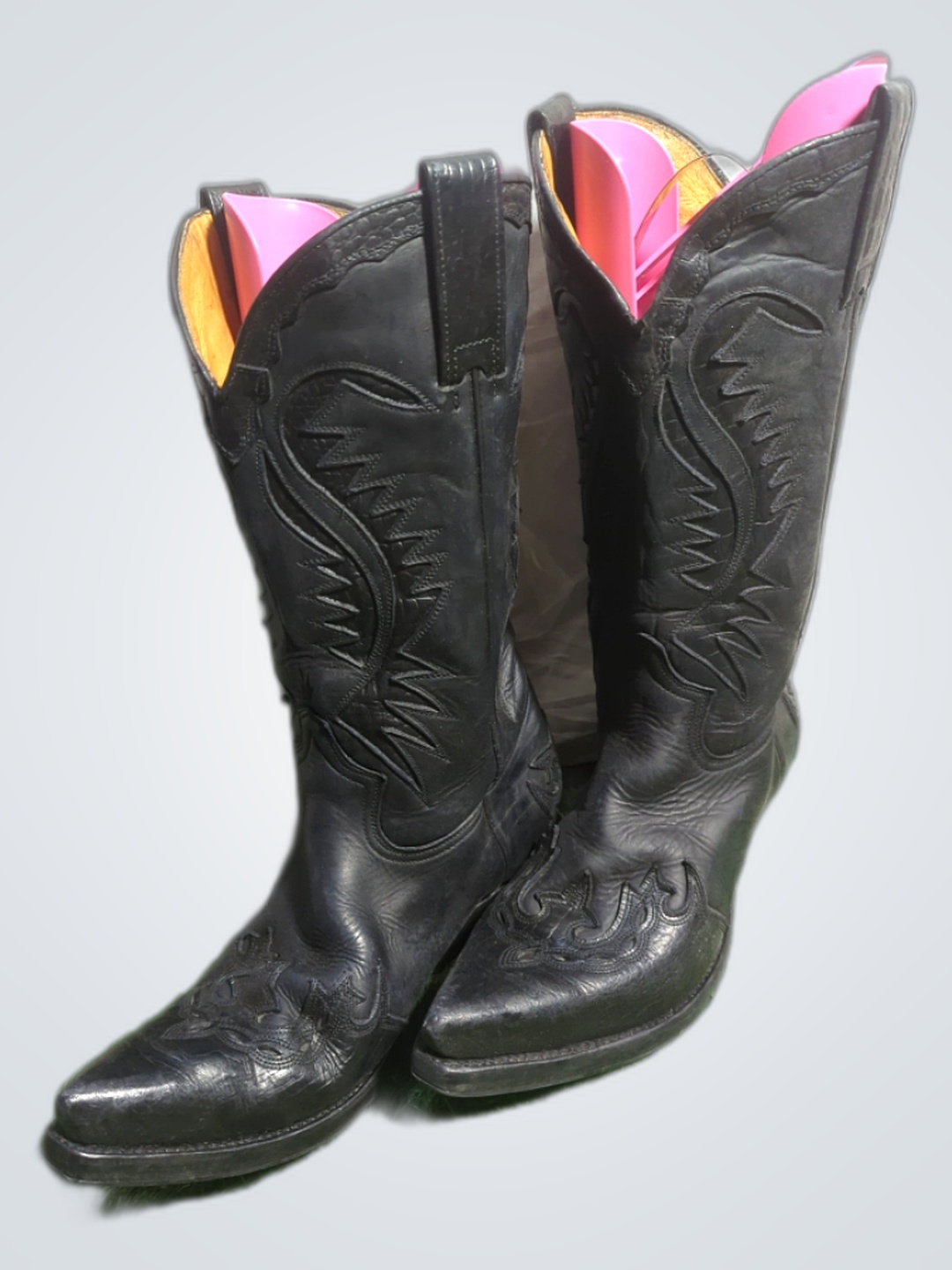 Sevora Black Leather Cowboy Boots