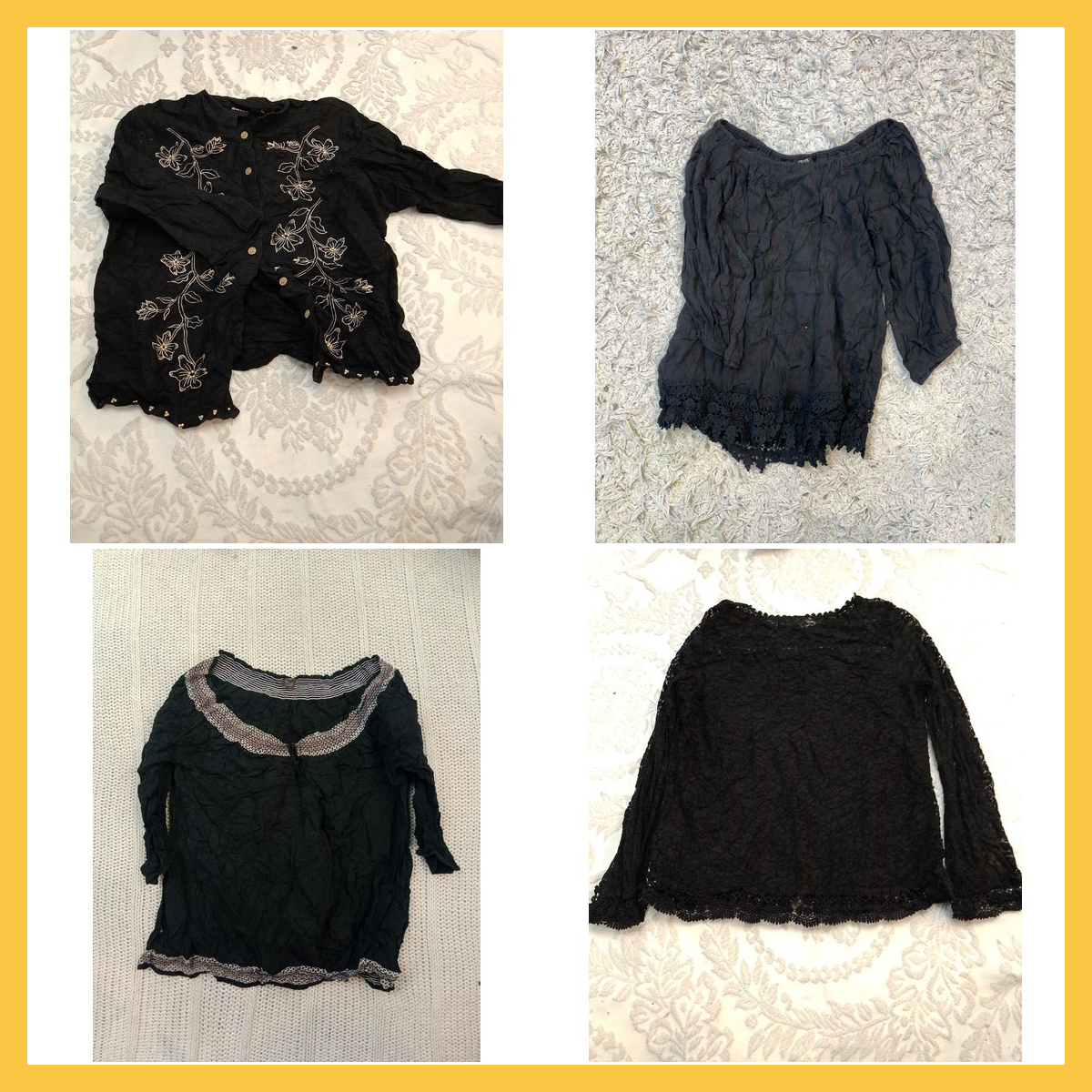 Erika & J.Crew Black Lace Blouse Bundle 7 Pc Women..