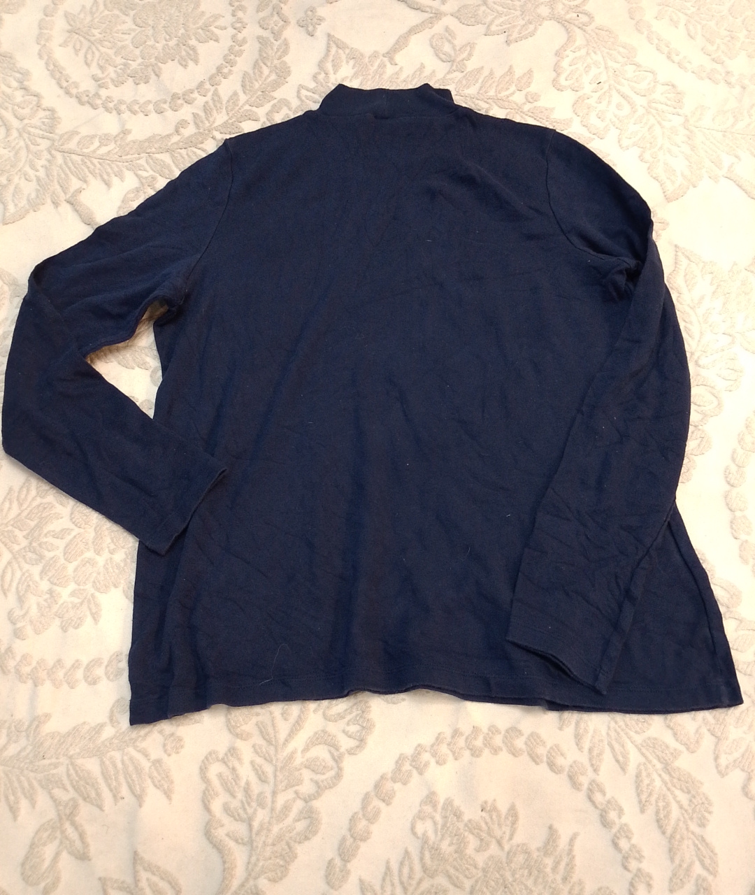 Kim Rogers Navy Long-Sleeve Cotton Top
