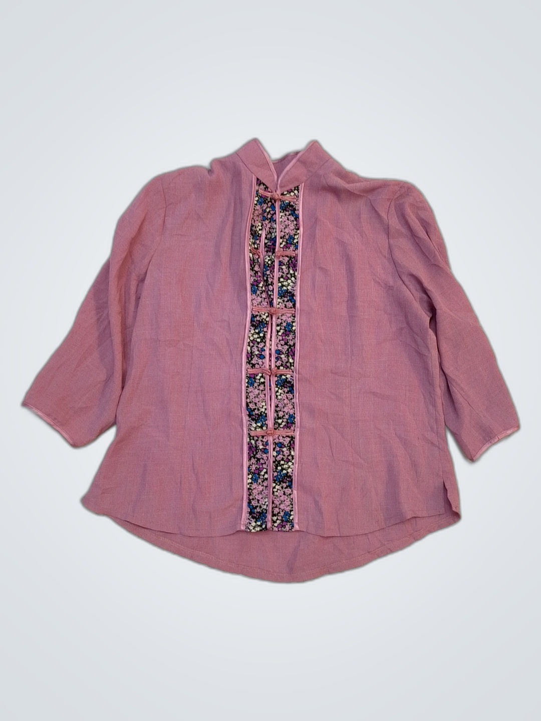 Pink Blouse with Floral Accent
