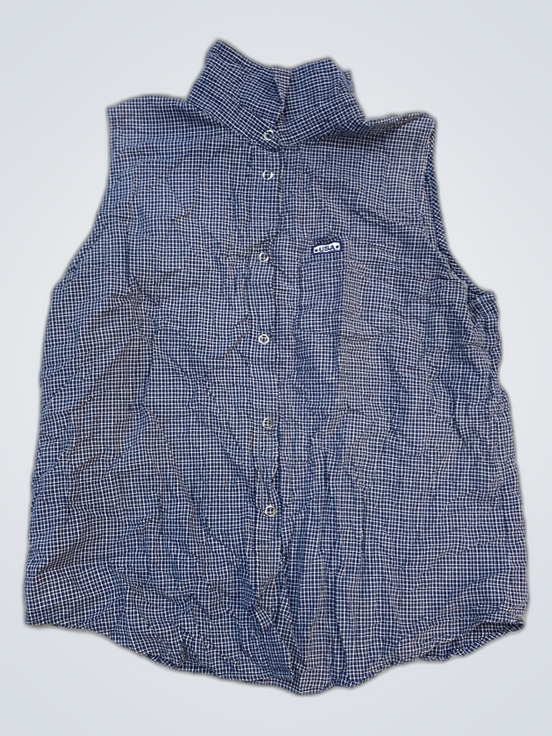Chemise sans manches à carreaux bleus