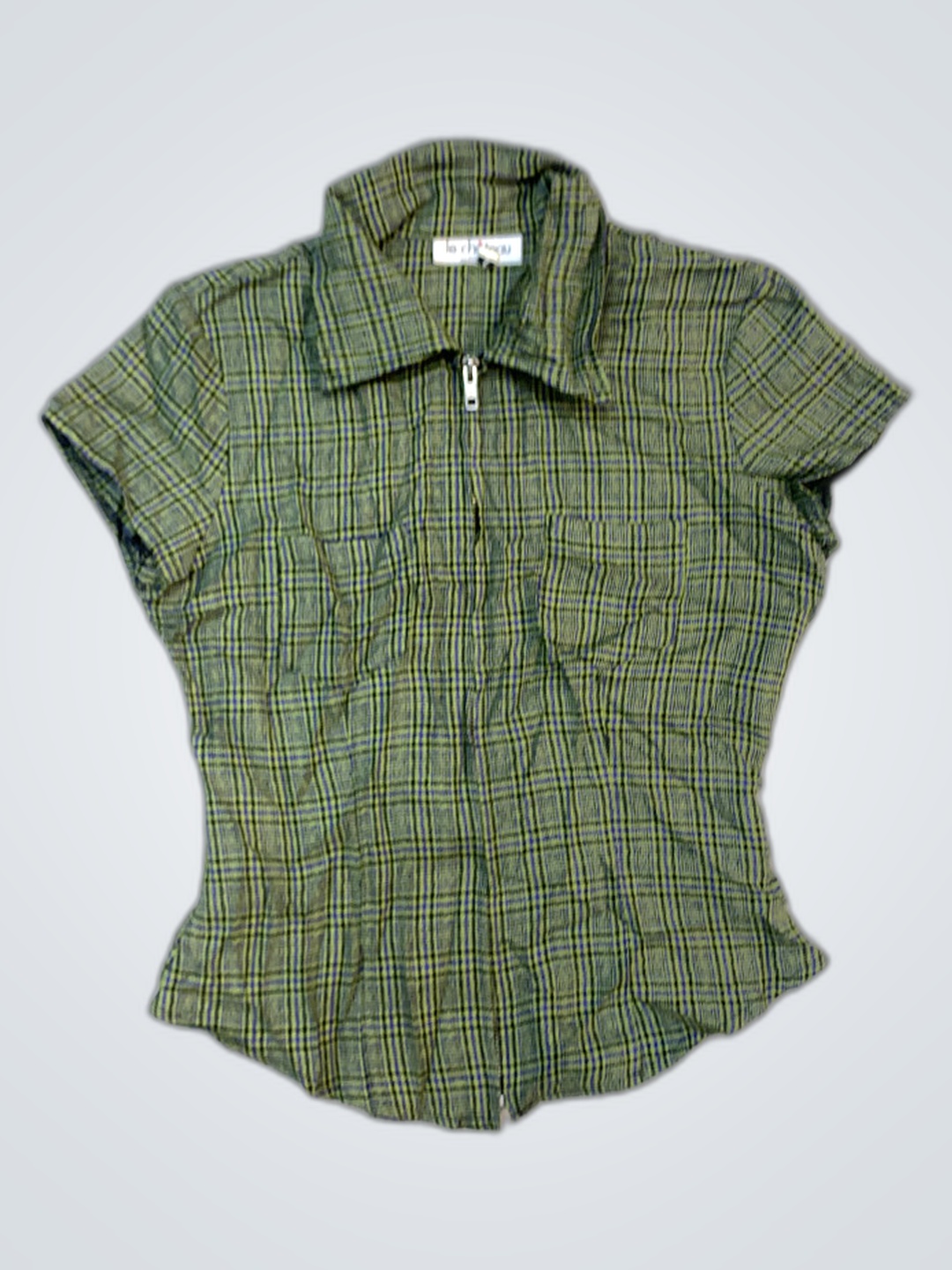 Grünes Karomuster-Bluse
