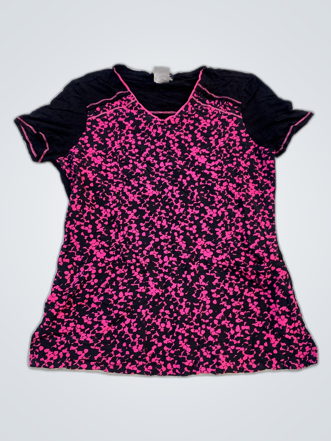 Blusa Floral Preta e Rosa