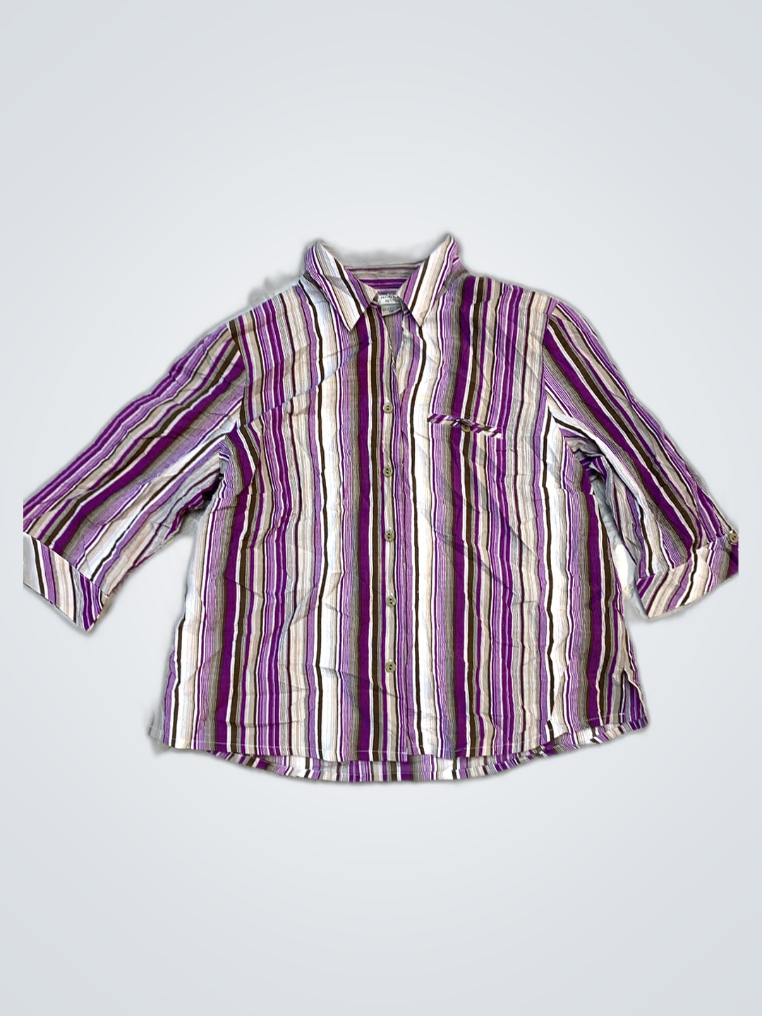 Allison Daley Petite Lila Gestreiftes Hemd