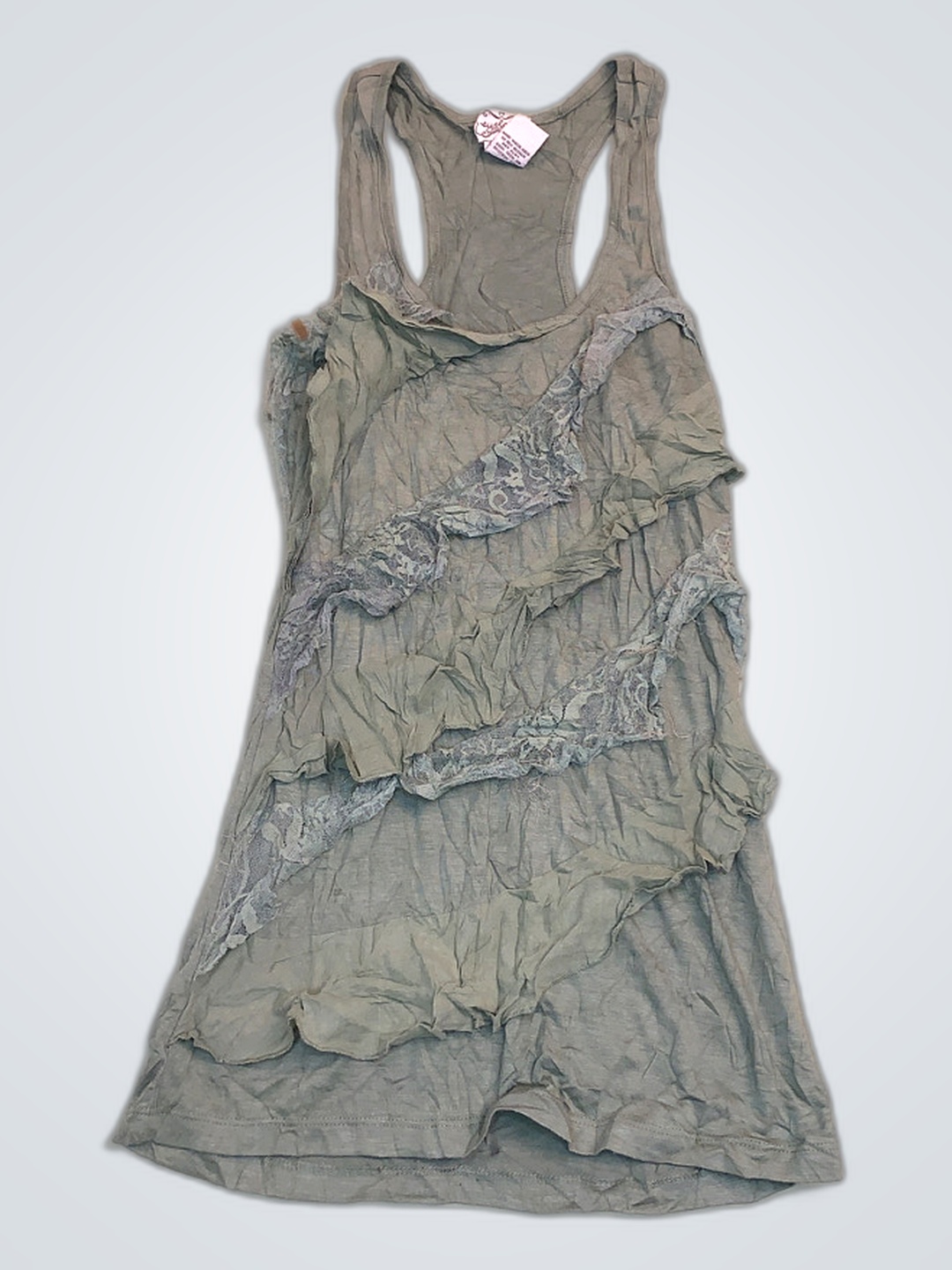 Vestido Cinza Com Babados