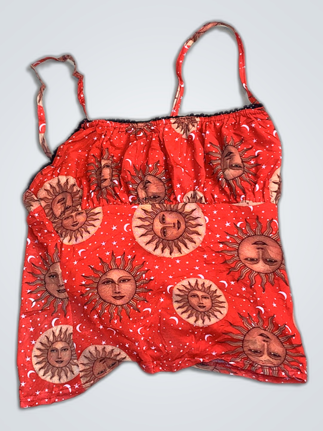 Top orange à imprimé soleil pour femmes