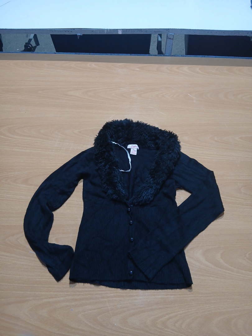 Candie's Black Fur Collar Cardigan