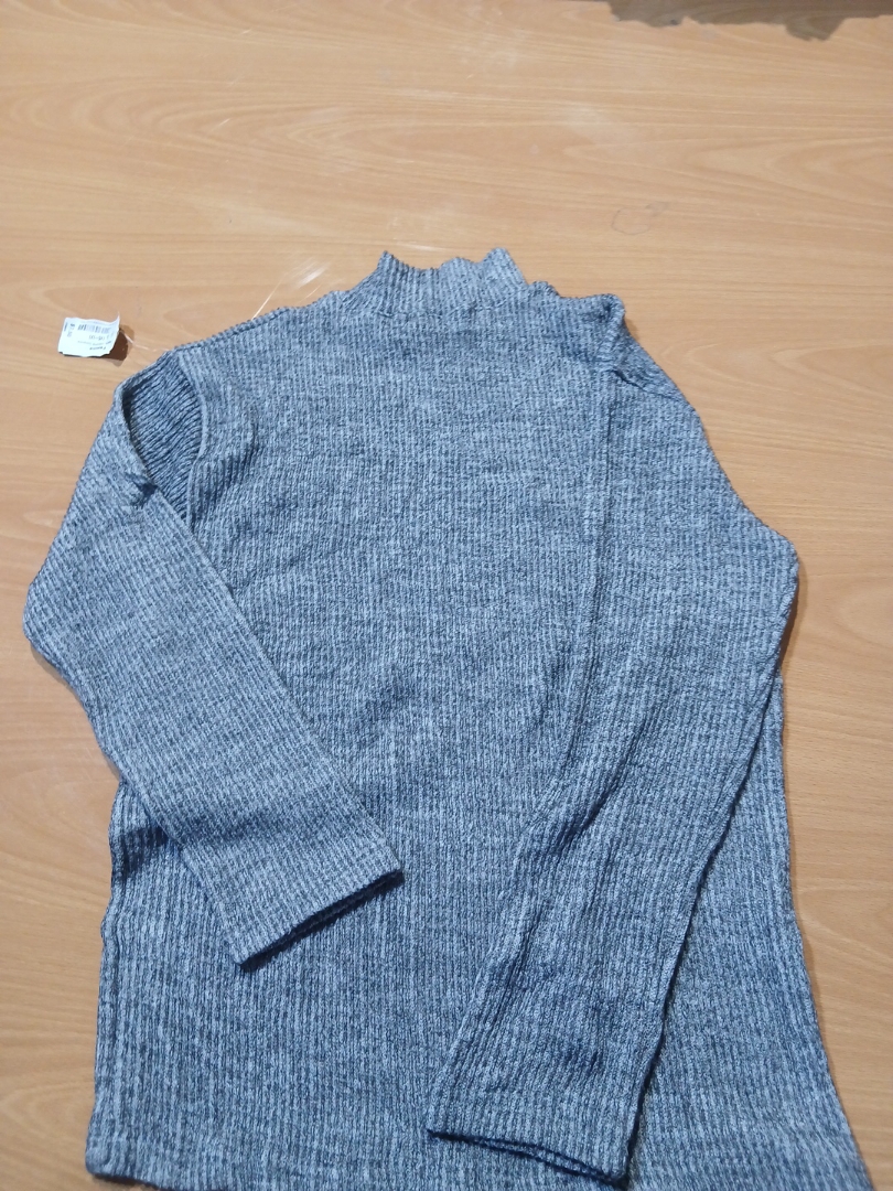 Gray Knit Turtleneck Sweater
