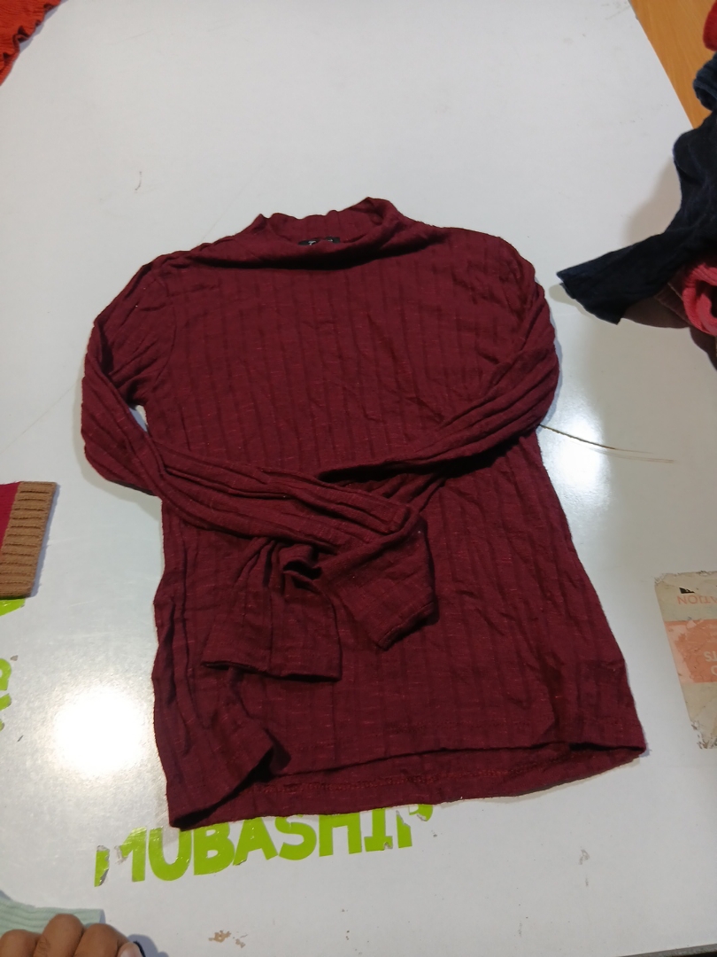 Burgundy Ribbed Long Sleeve Top