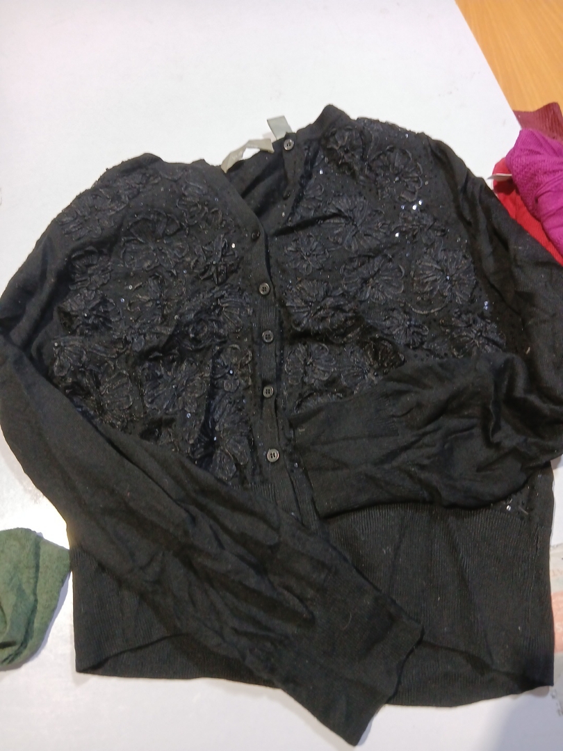 Liz Claiborne Black Floral Embellished Cardigan