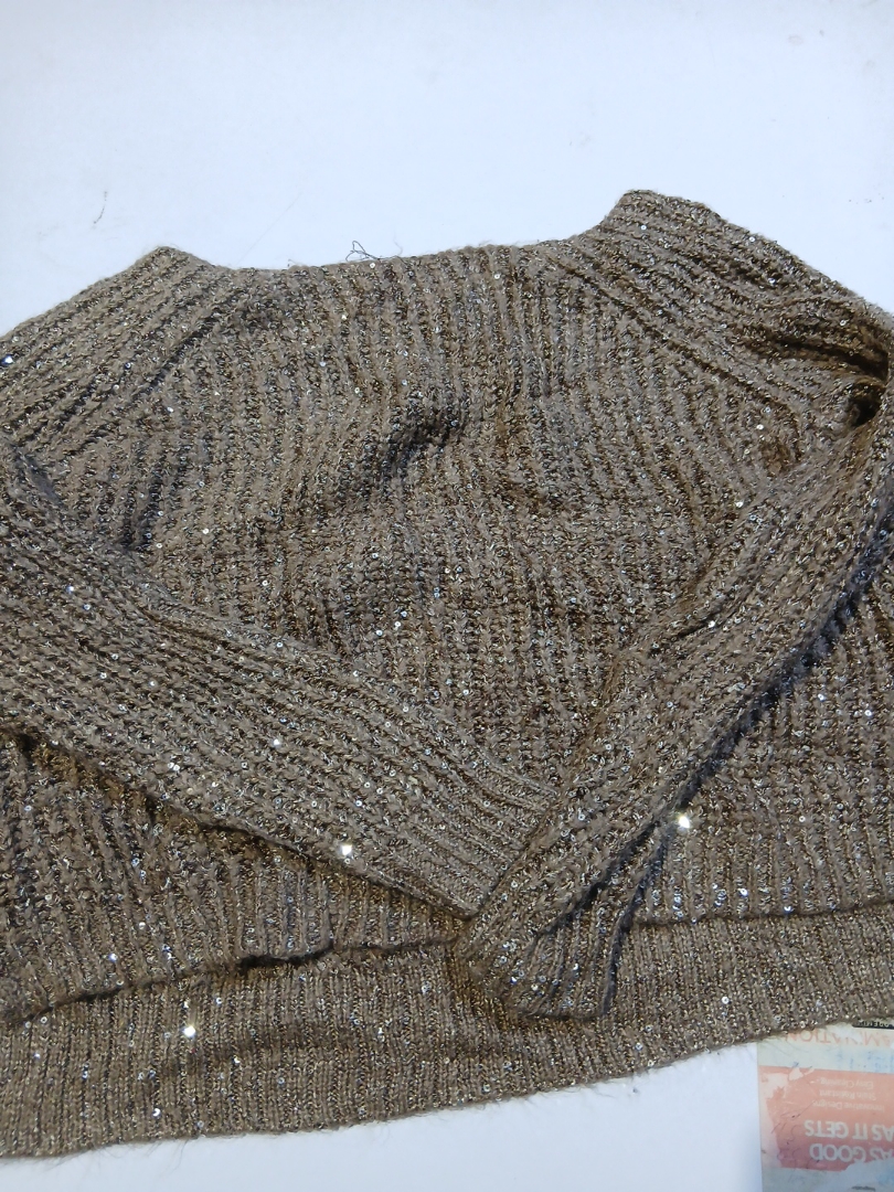 Jennifer Lopez Brown Knit Sweater with Sequins