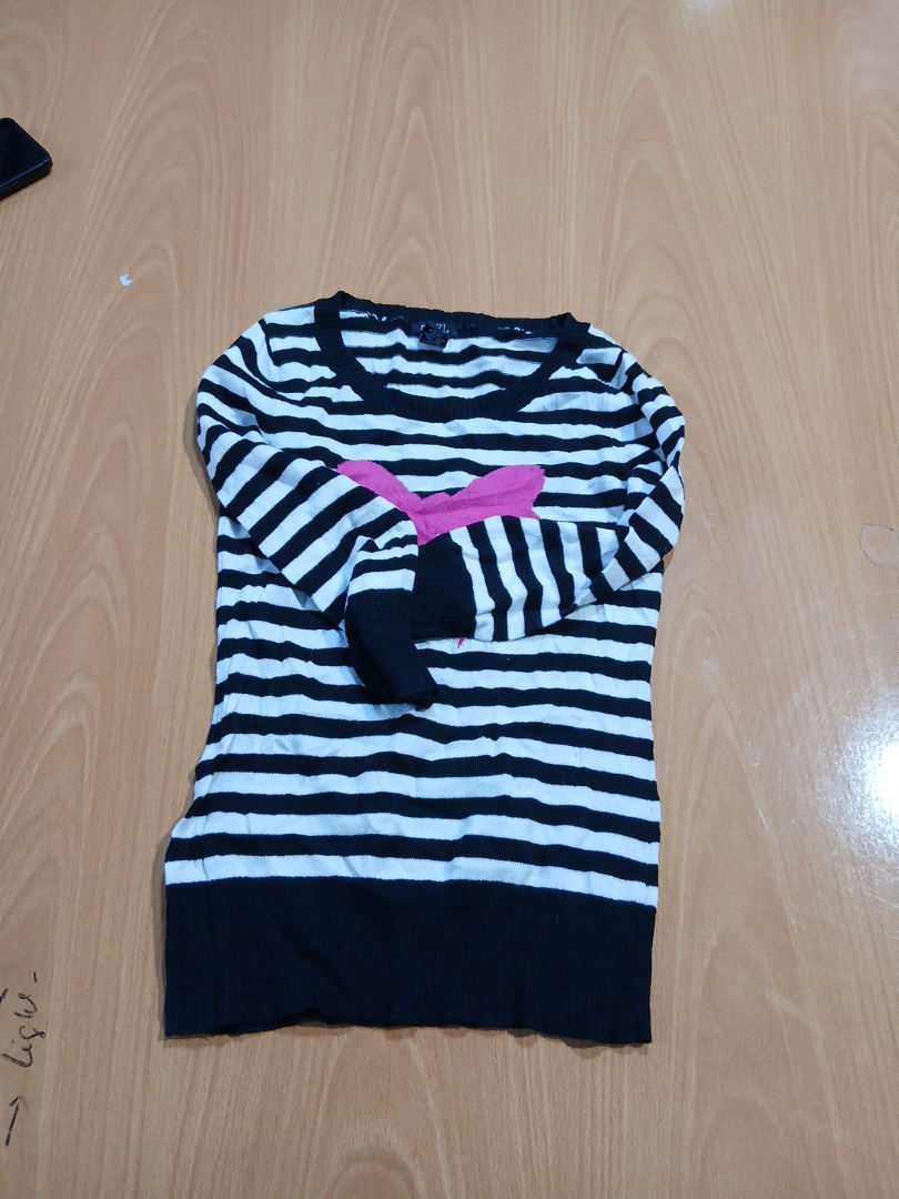 Striped Long Sleeve Top with Bow