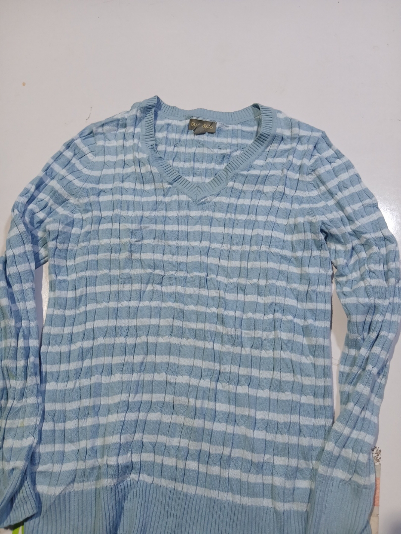 Style & Co. Striped V-Neck Knit Sweater