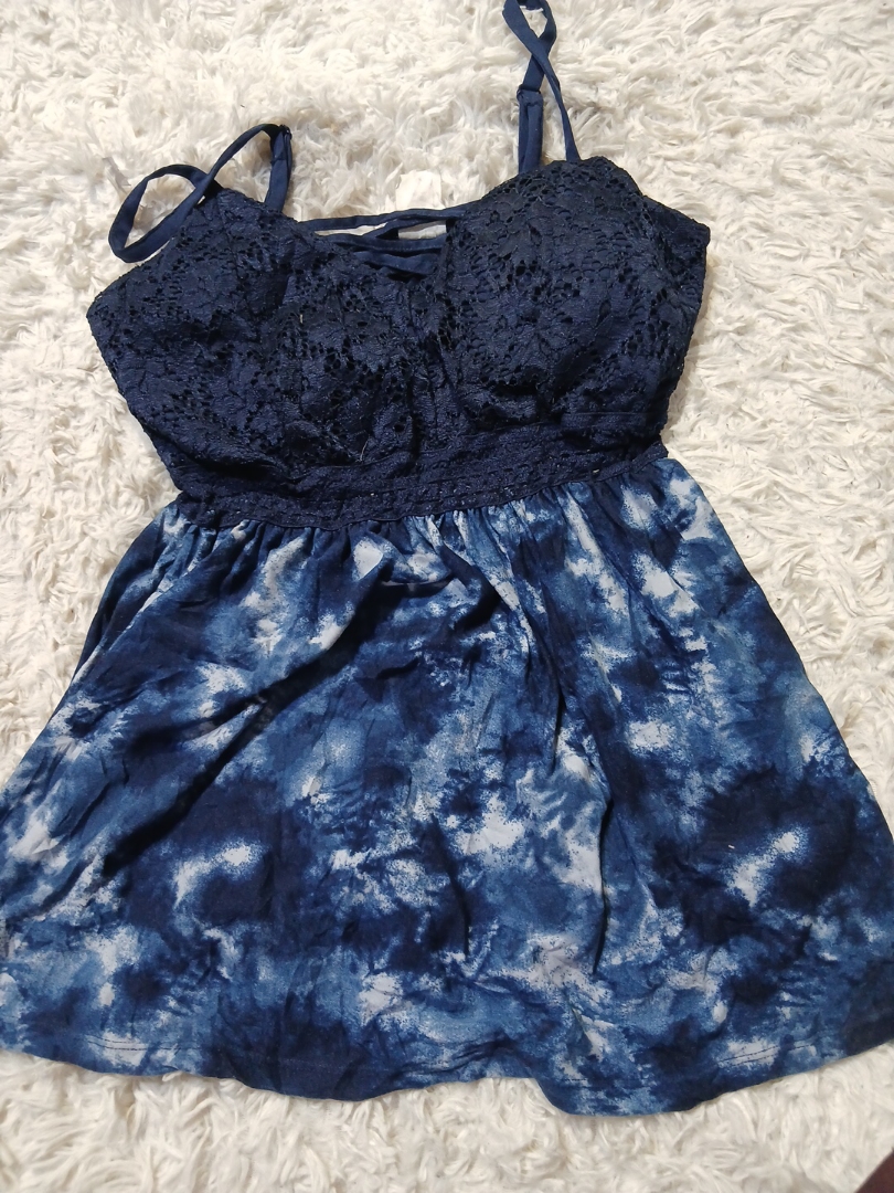 No Boundaries Blue Tie-Dye Lace Dress