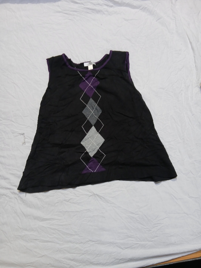 Christopher & Banks Black Argyle Sleeveless Sweate..