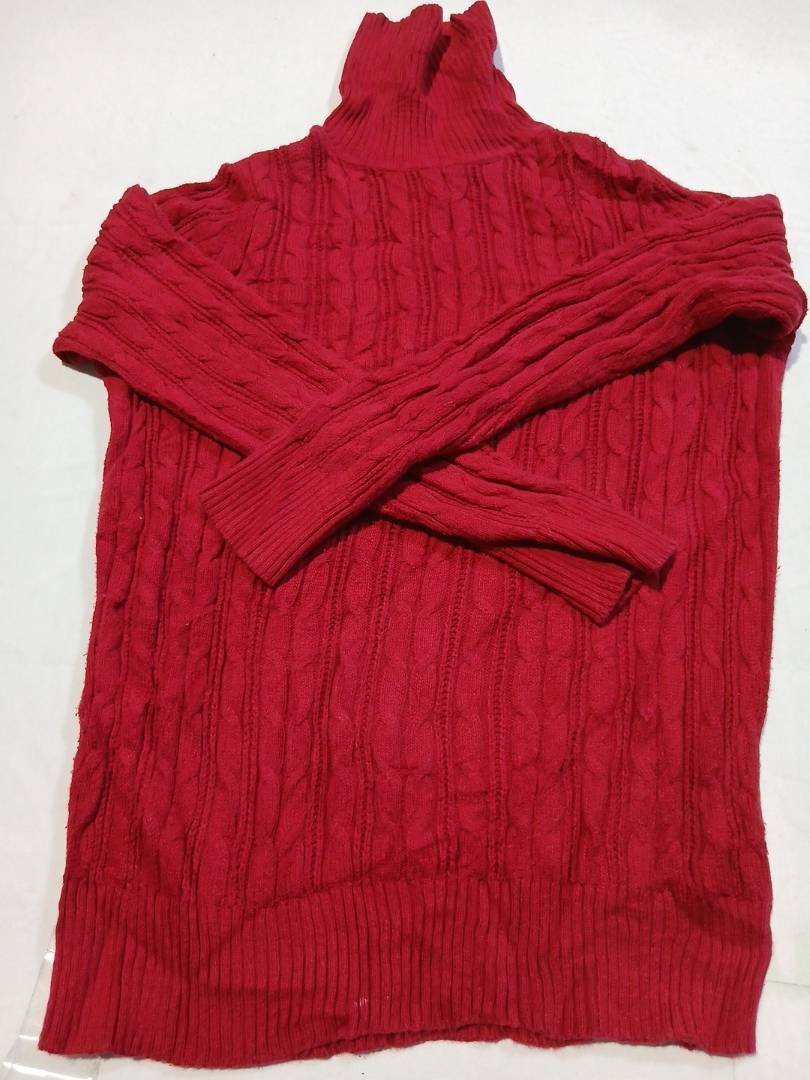 St John's Bay Red Cable Knit Turtleneck Sweater