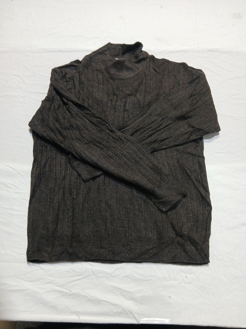 Brown Ribbed Turtleneck Sweater