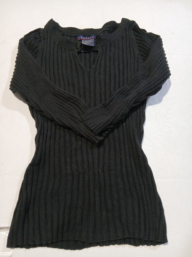 Colori Black Ribbed Knit Long Sleeve Top