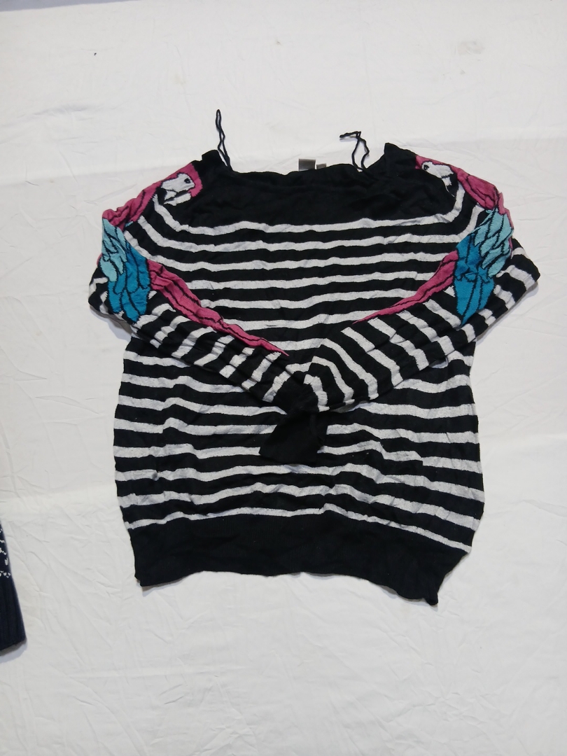 Striped Knit Top with Shoulder Detail